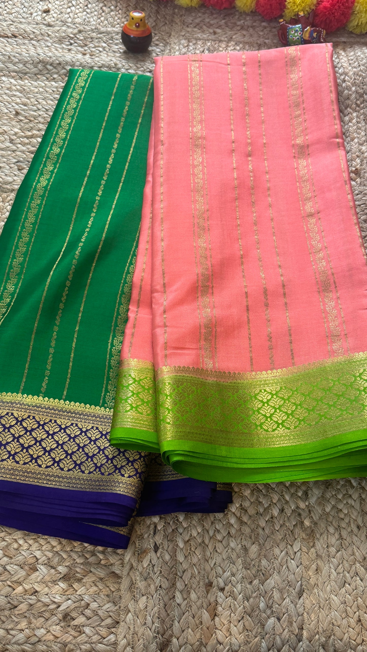 Pure Mysore Silk | Bespoke - Green n Blue Saree - Mysuru - 05