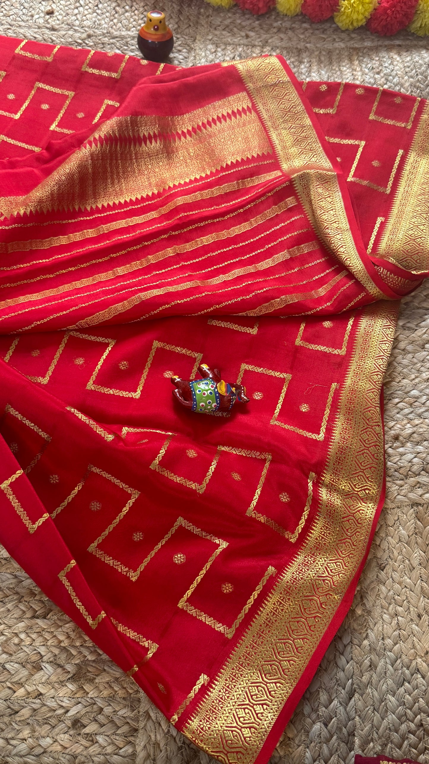Pure Mysore Silk | Bespoke - Step Red Saree - Mysuru - 05