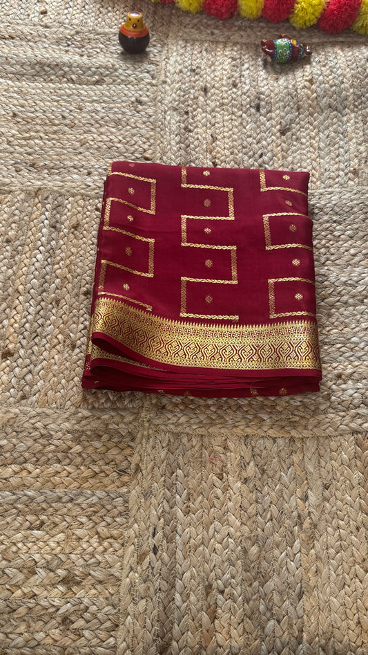 Pure Mysore Silk | Bespoke - Step Maroon Saree - Mysuru - 05