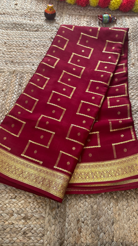 Pure Mysore Silk | Bespoke - Step Maroon Saree - Mysuru - 05