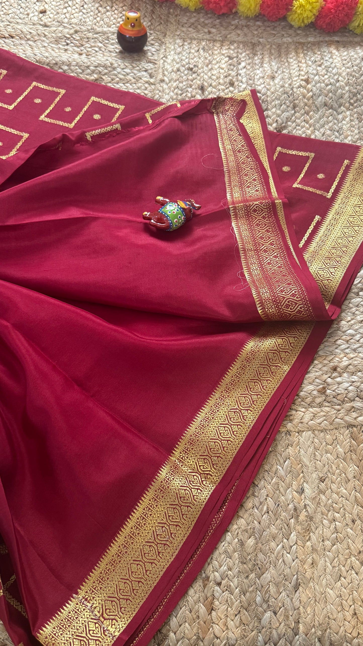Pure Mysore Silk | Bespoke - Step Maroon Saree - Mysuru - 05