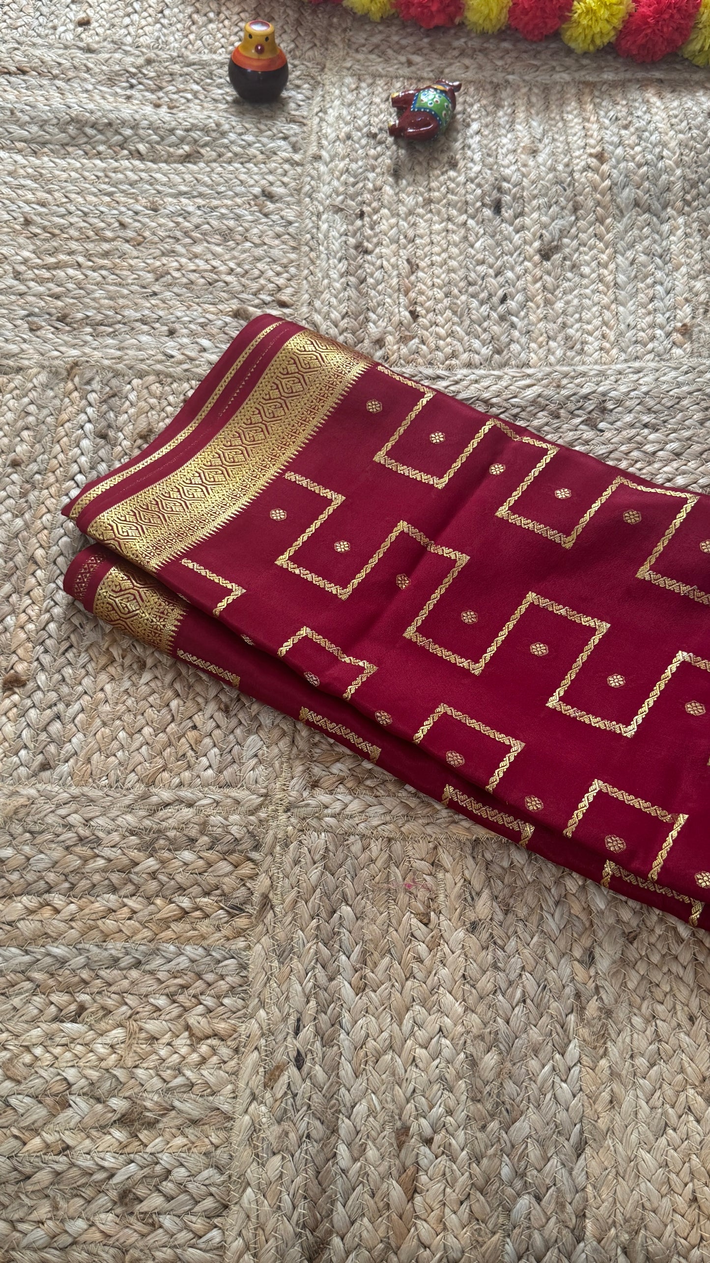 Pure Mysore Silk | Bespoke - Step Maroon Saree - Mysuru - 05