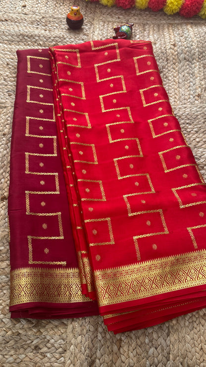 Pure Mysore Silk | Bespoke - Step Maroon Saree - Mysuru - 05