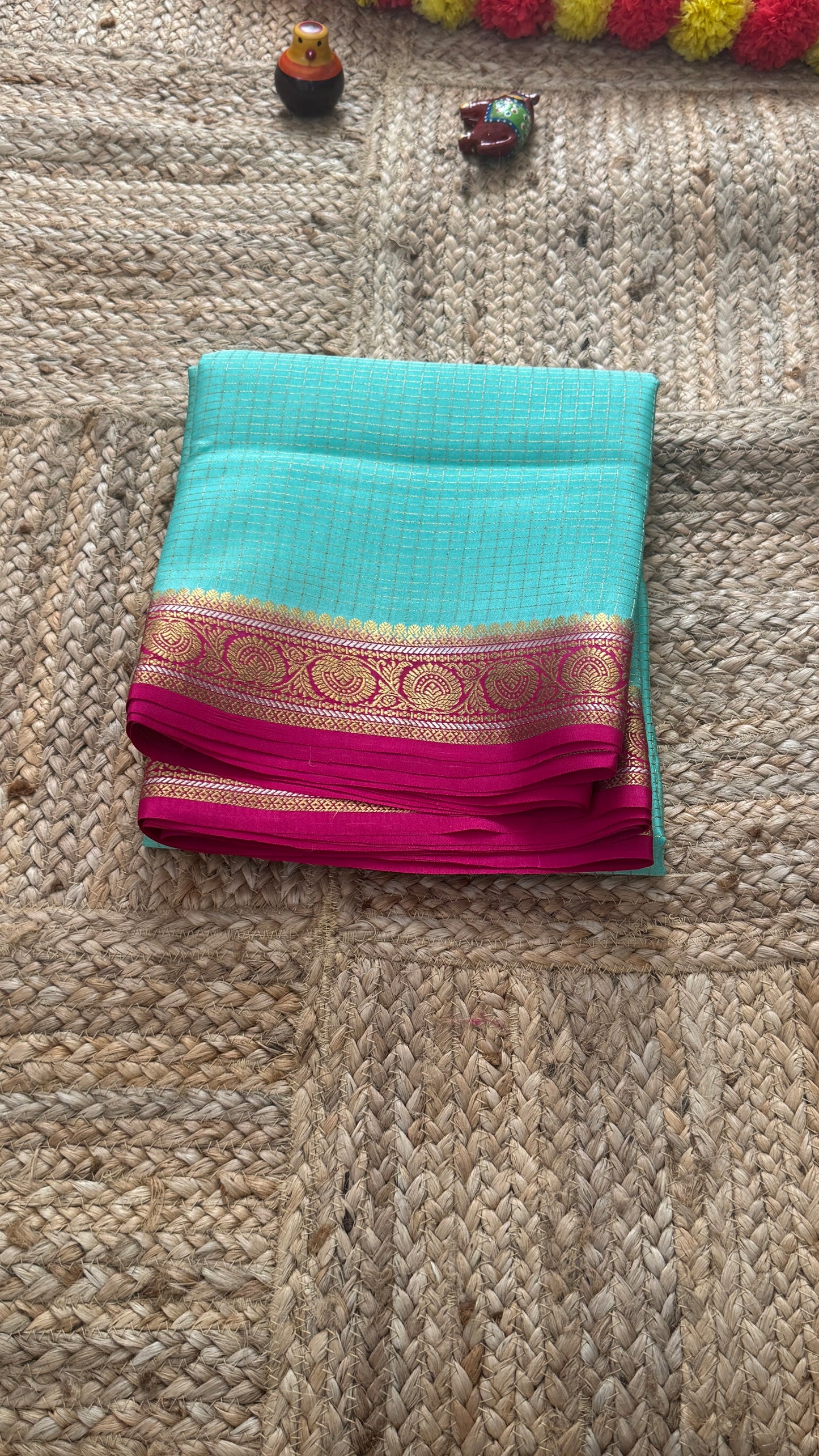 Pure Mysore Silk | Bespoke - Body Checks Blue and Pink - Mysuru - 05