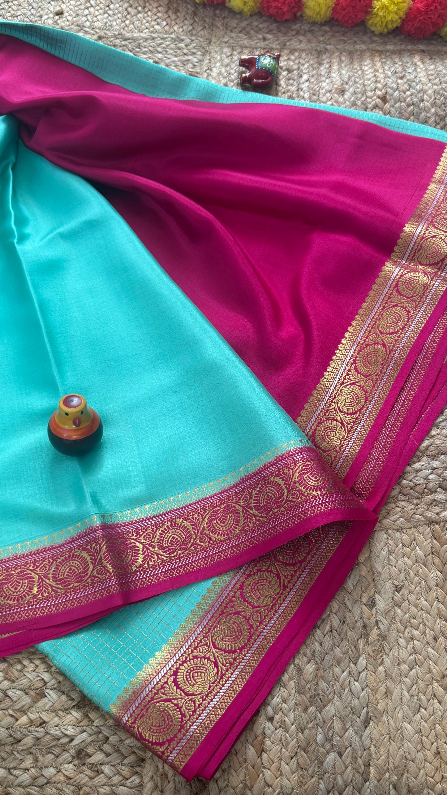 Pure Mysore Silk | Bespoke - Body Checks Blue and Pink - Mysuru - 05