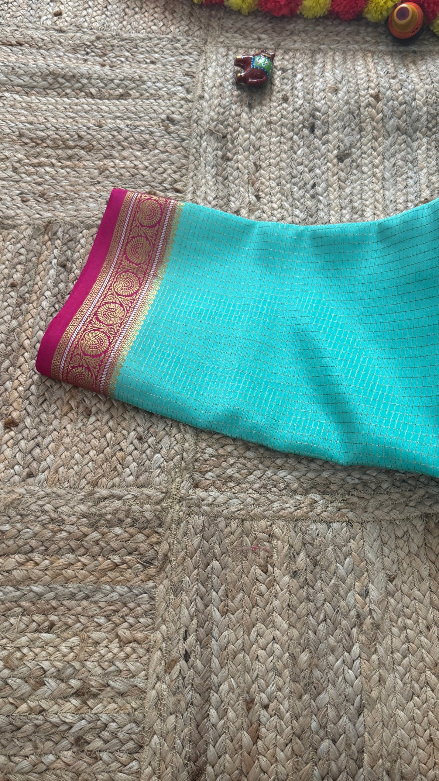 Pure Mysore Silk | Bespoke - Body Checks Blue and Pink - Mysuru - 05