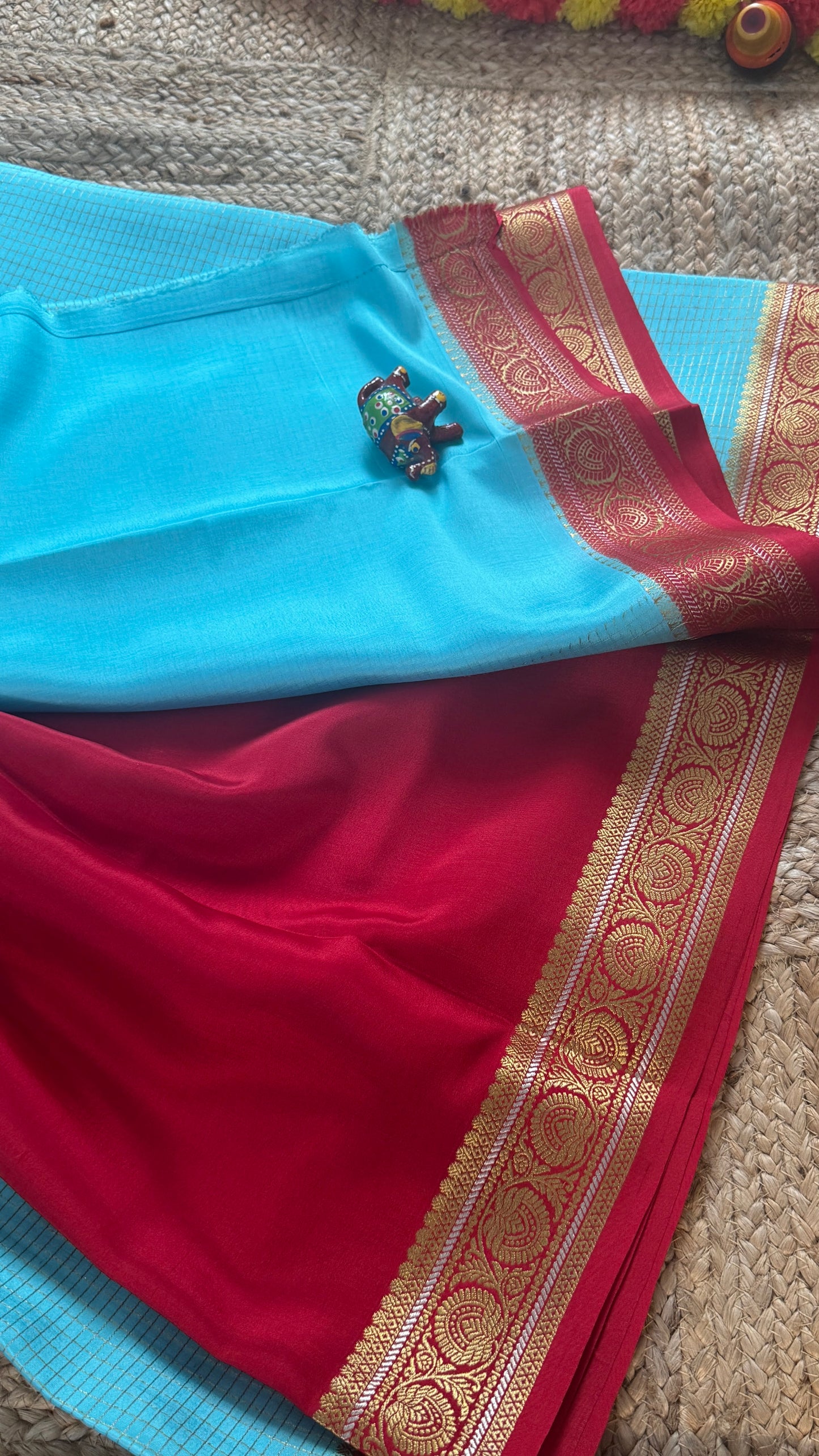 Pure Mysore Silk | Bespoke - Body Checks Blue and Red - Mysuru - 05