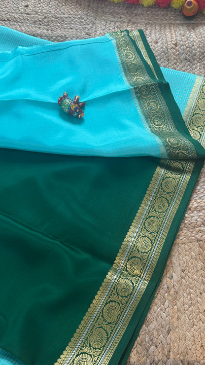 Pure Mysore Silk | Bespoke - Body Checks Blue and Green - Mysuru - 05