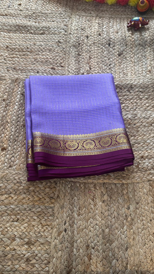Pure Mysore Silk | Bespoke - Body Checks Blue and Purple - Mysuru - 05