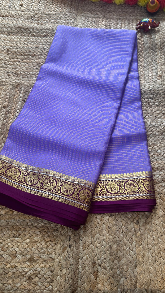 Pure Mysore Silk | Bespoke - Body Checks Blue and Purple - Mysuru - 05
