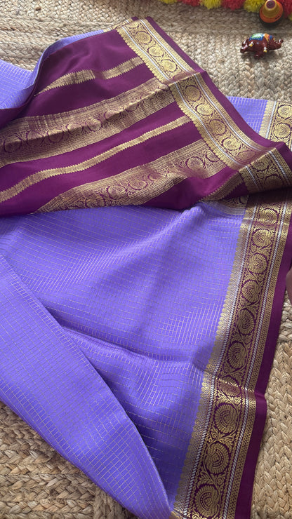 Pure Mysore Silk | Bespoke - Body Checks Blue and Purple - Mysuru - 05