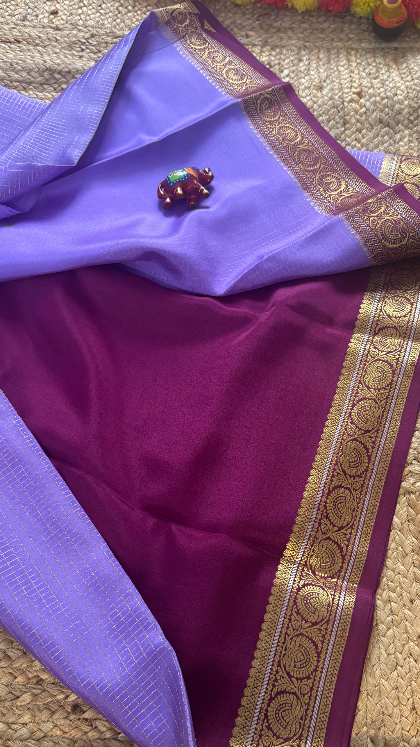 Pure Mysore Silk | Bespoke - Body Checks Blue and Purple - Mysuru - 05