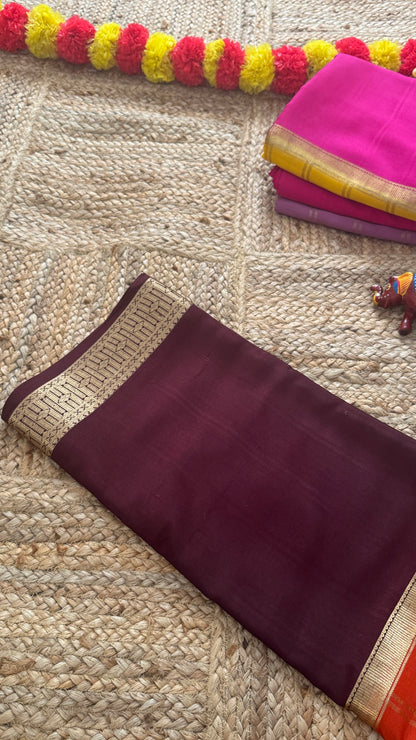 Pure Mysore Silk | Bespoke - Centre Checks Orange n Brown - Mysuru - 05