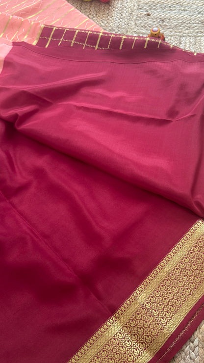 Pure Mysore Silk | Bespoke - HnH Checks Peach n Brown - Mysuru - 05
