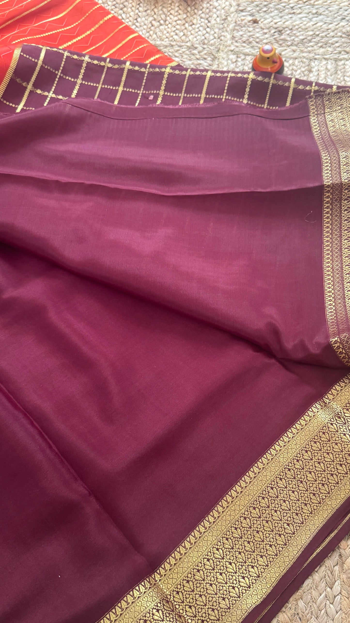 Pure Mysore Silk | Bespoke - HnH Checks Orange n Brown - Mysuru - 05