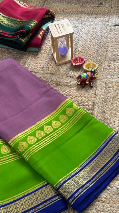 Pure Mysore Silk Saree - Bentex 3D Mauve Green