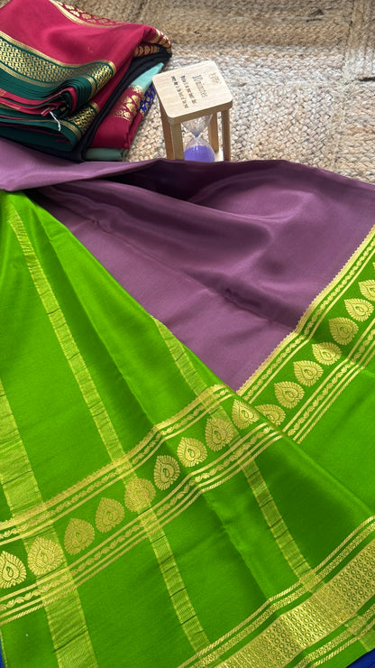 Pure Mysore Silk Saree - Bentex 3D Mauve Green