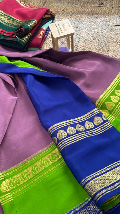 Pure Mysore Silk Saree - Bentex 3D Mauve Green