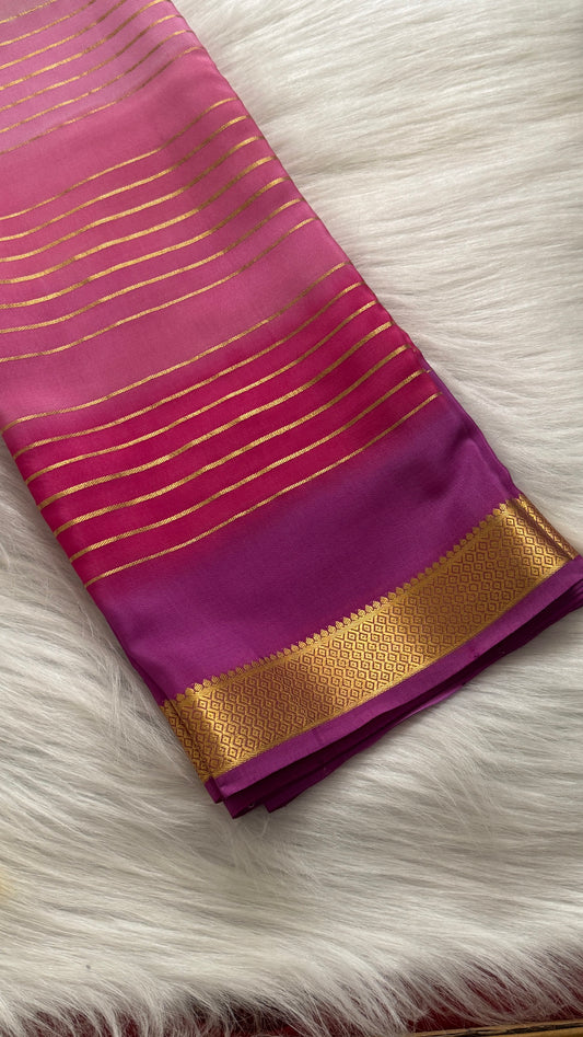 Pure Mysore Silk Sarees - Bespoke Drapes - Pink and Purplee