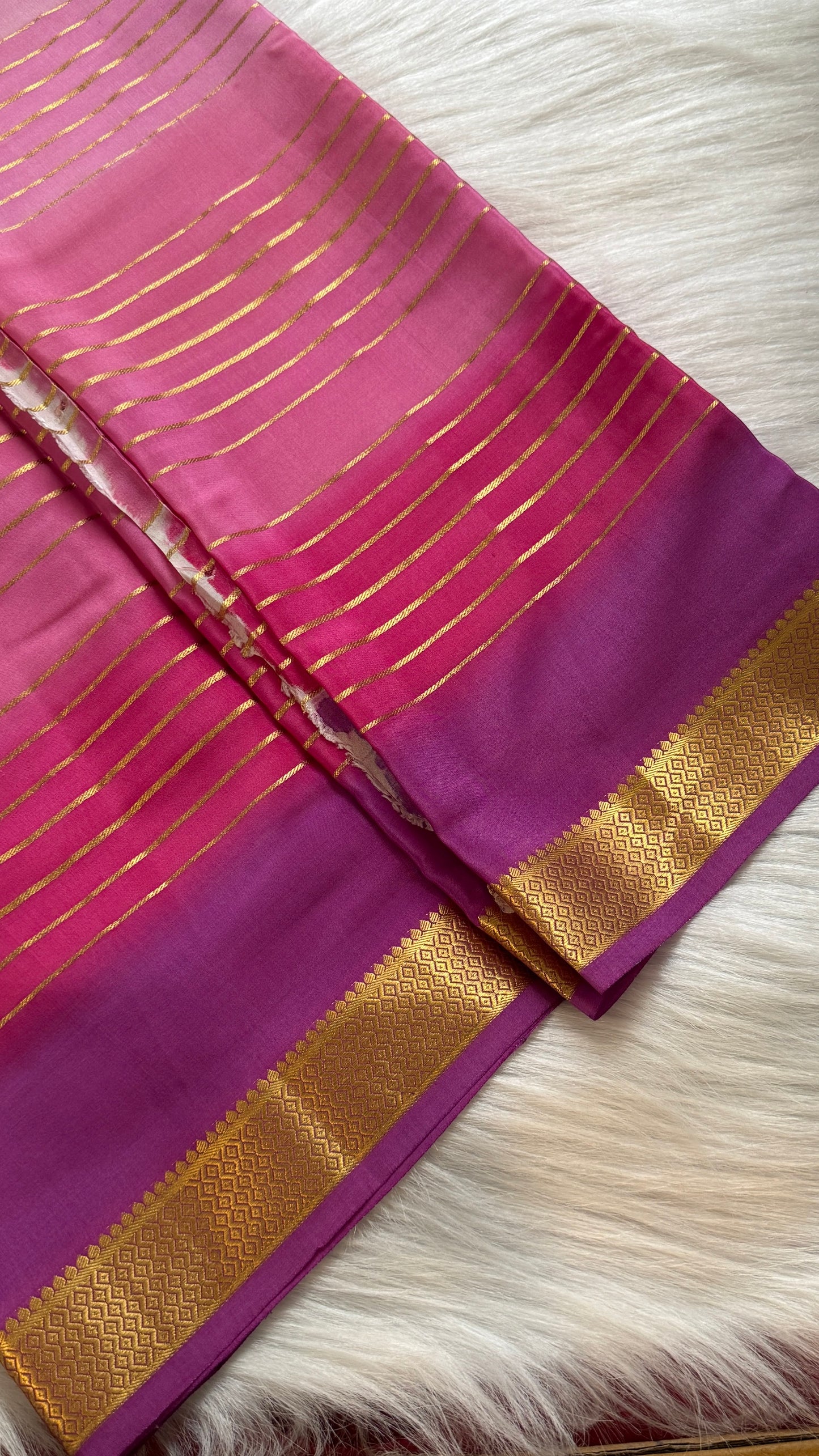 Pure Mysore Silk Sarees - Bespoke Drapes - Pink and Purplee