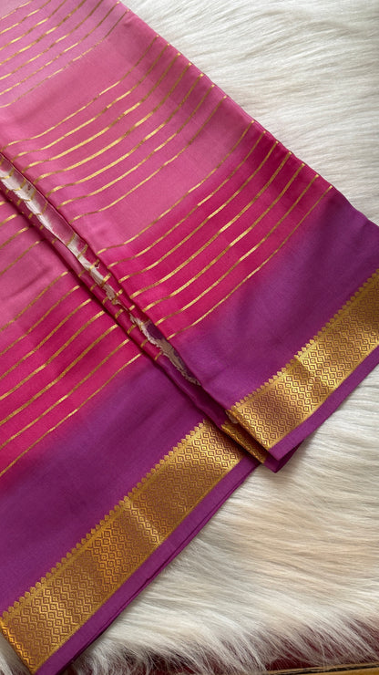 Pure Mysore Silk Sarees - Bespoke Drapes - Pink and Purplee