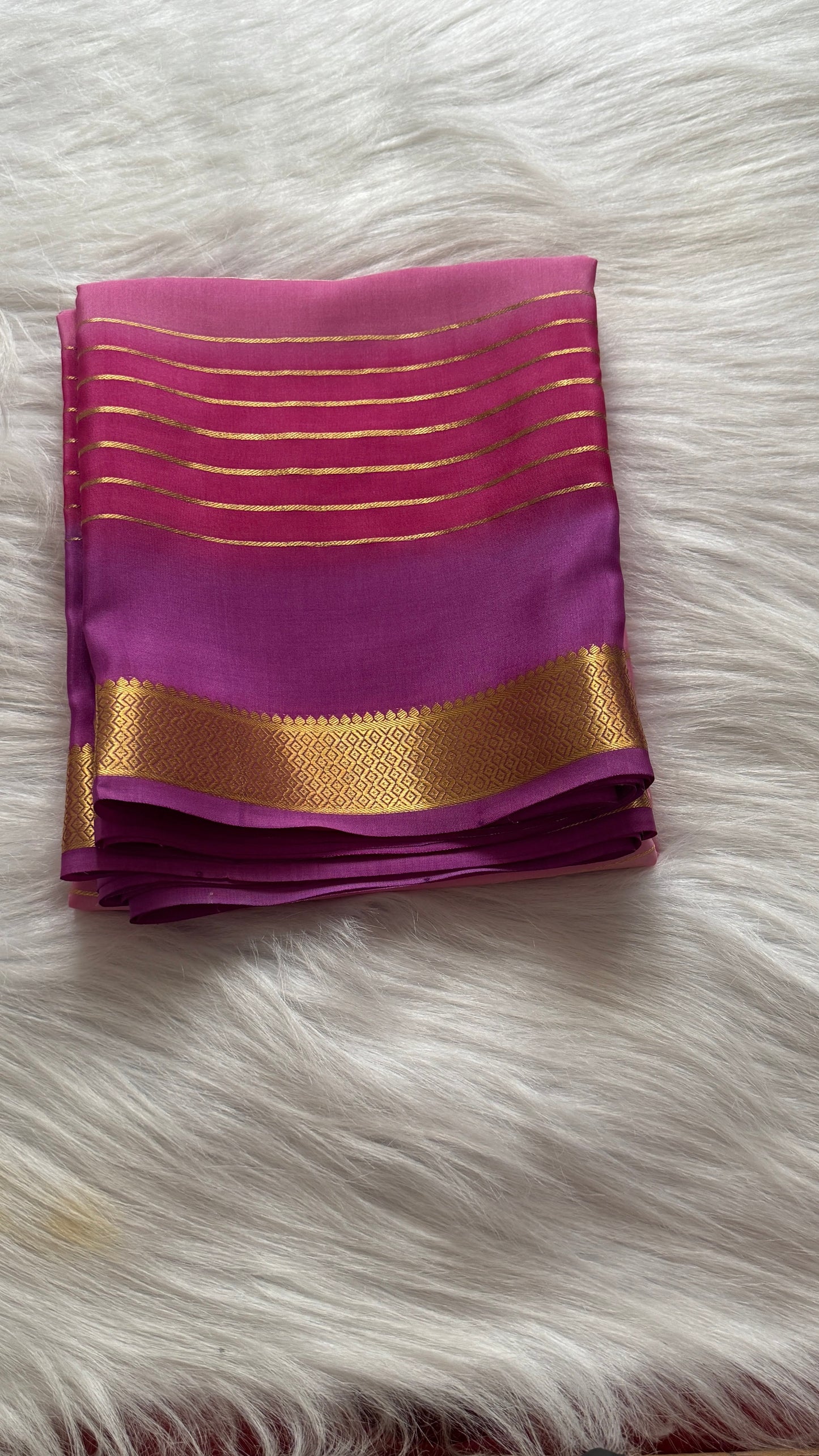 Pure Mysore Silk Sarees - Bespoke Drapes - Pink and Purplee