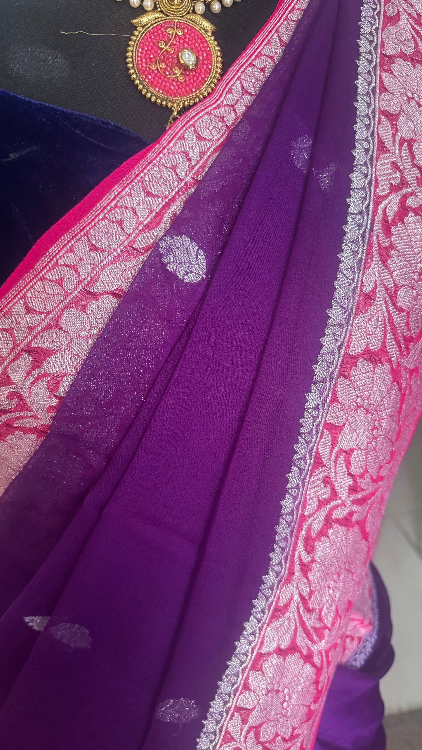 Premium Pure Chiffon Saree - Purple