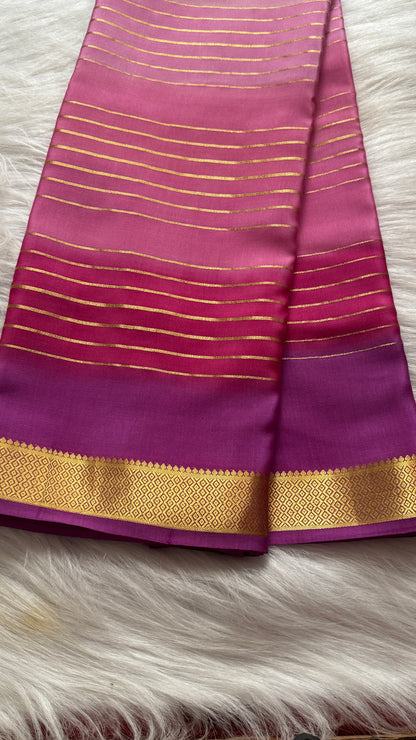 Pure Mysore Silk Sarees - Bespoke Drapes - Pink and Purplee