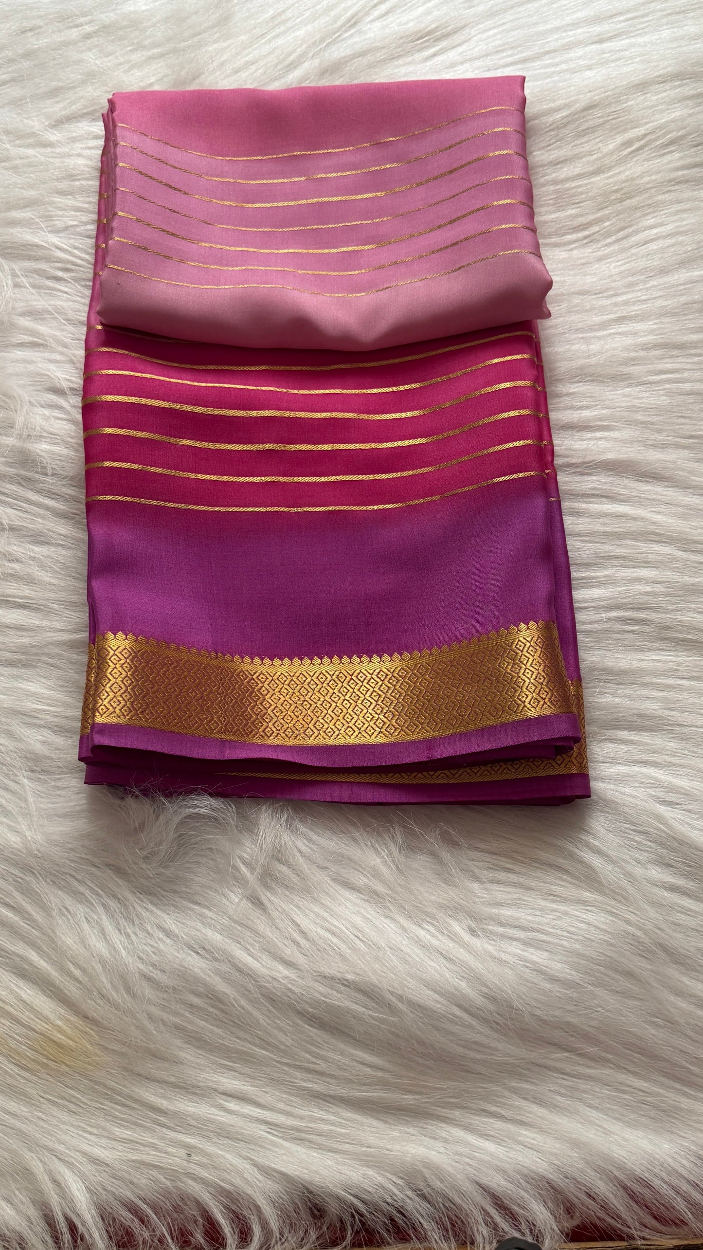 Pure Mysore Silk Sarees - Bespoke Drapes - Pink and Purplee
