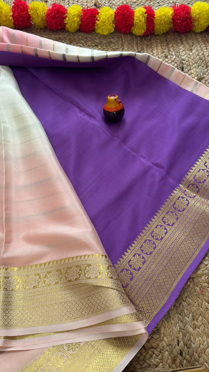Pure Mysore Silk Sarees - Bespoke Brush Dyeing - Purple to Pink