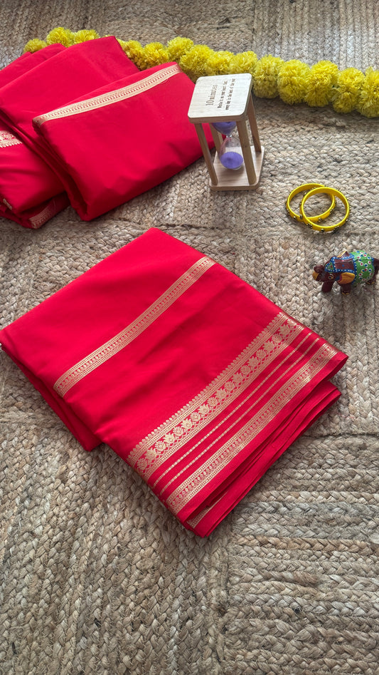 Semi Silk Saree - Solid Red