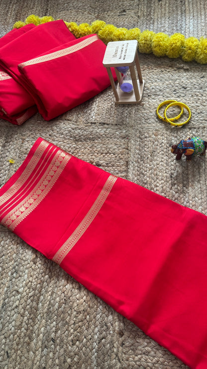 Semi Silk Saree - Solid Red