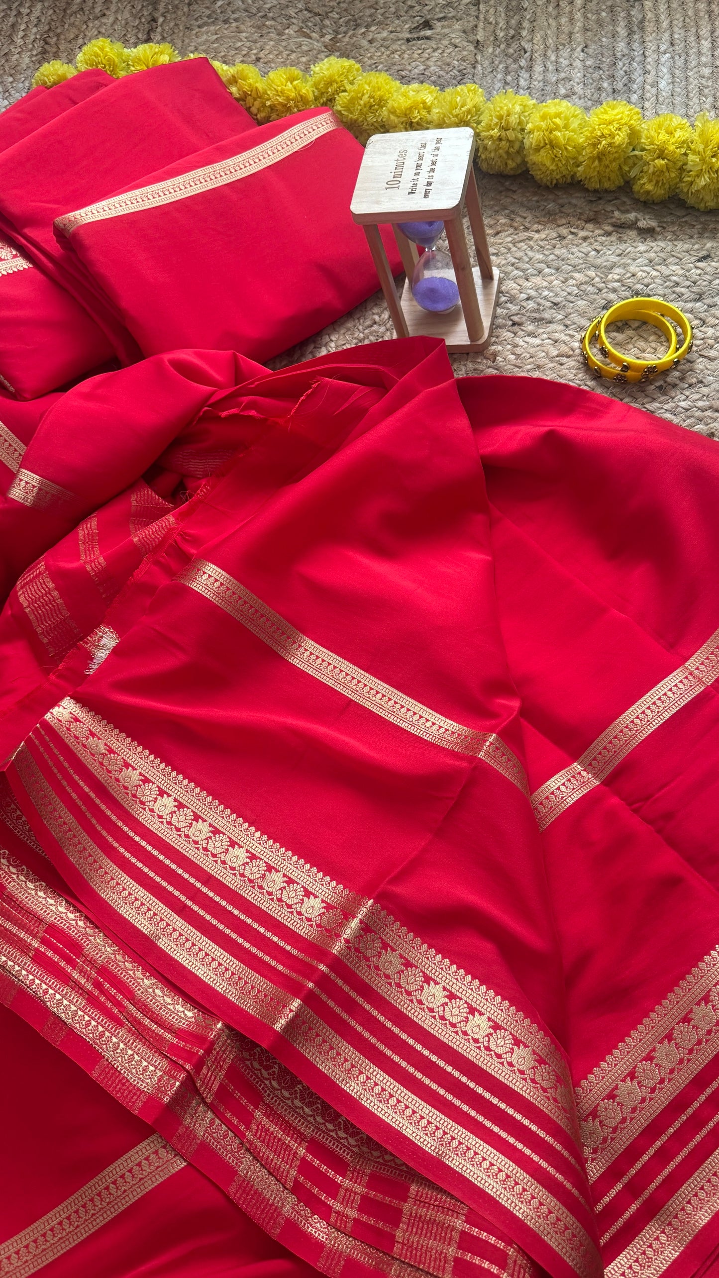 Semi Silk Saree - Solid Red