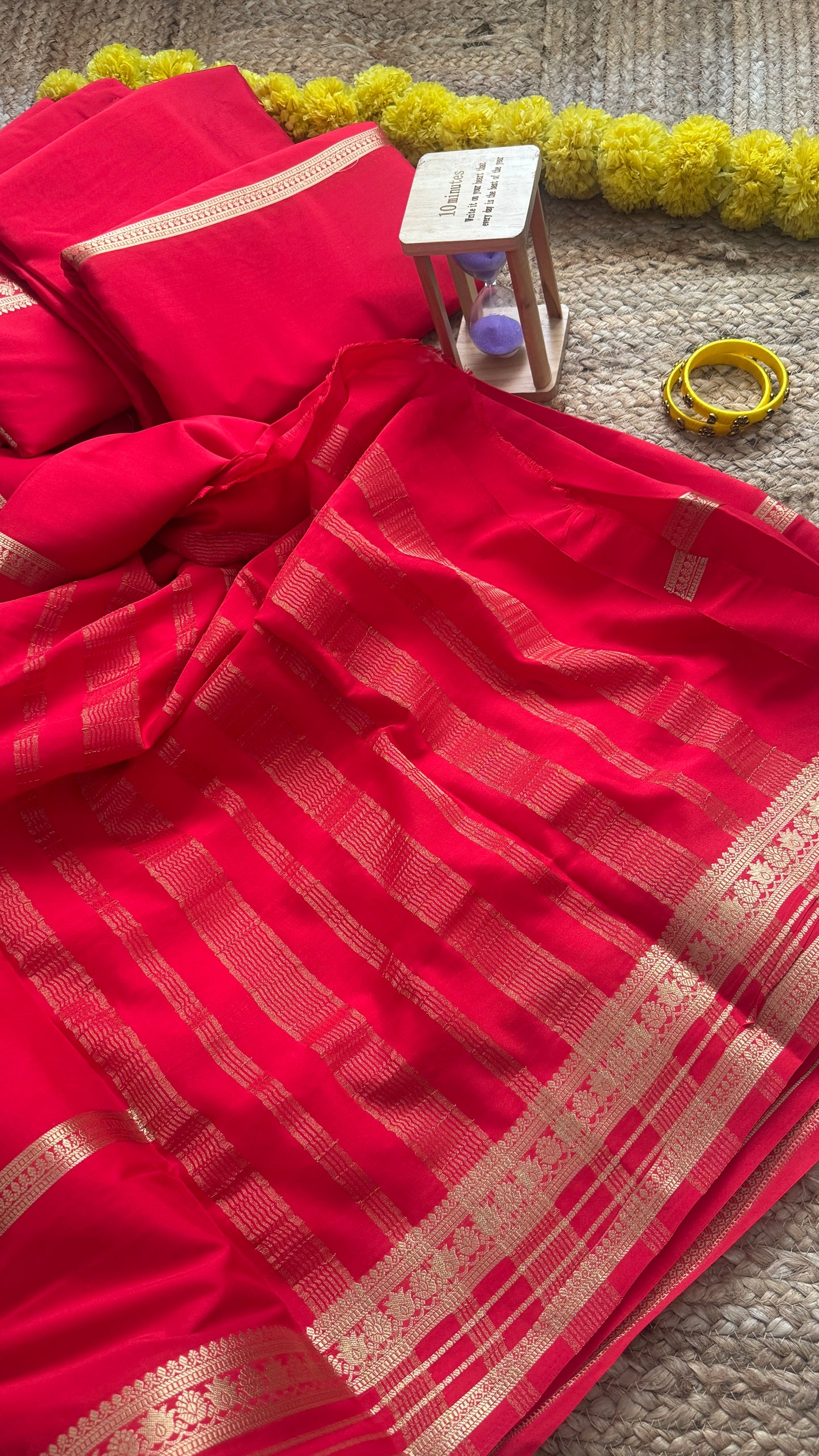 Semi Silk Saree - Solid Red