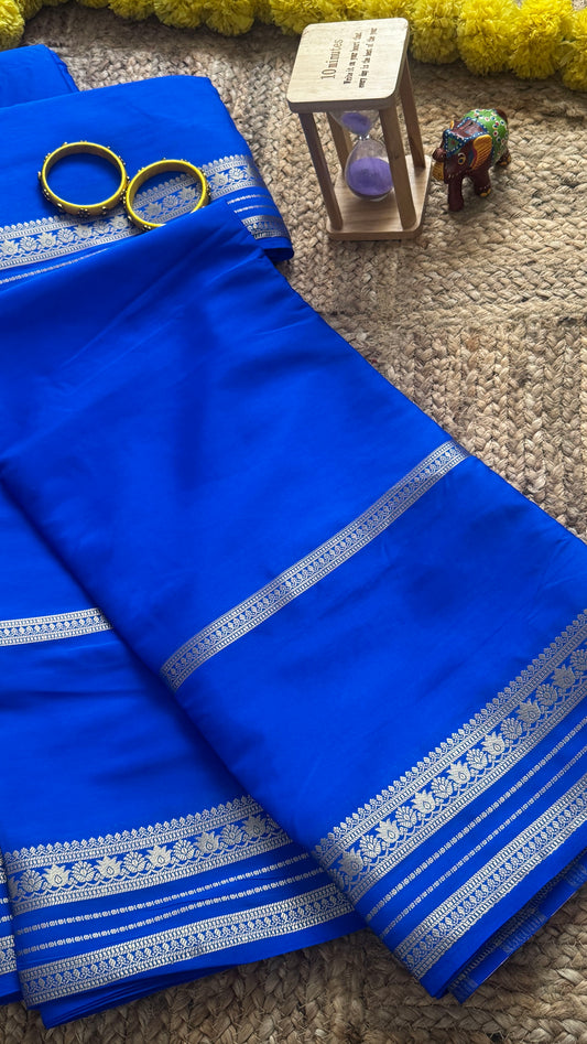 Semi Silk Saree - Solid Blue
