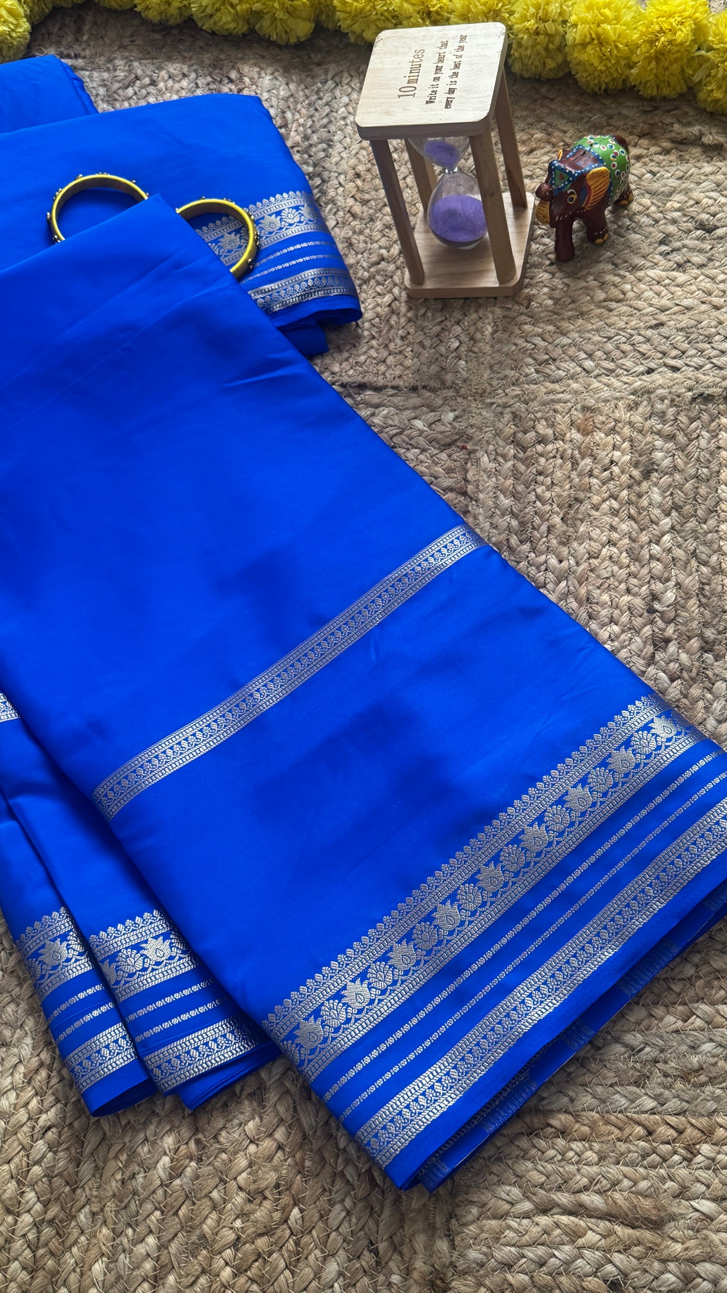 Semi Silk Saree - Solid Blue