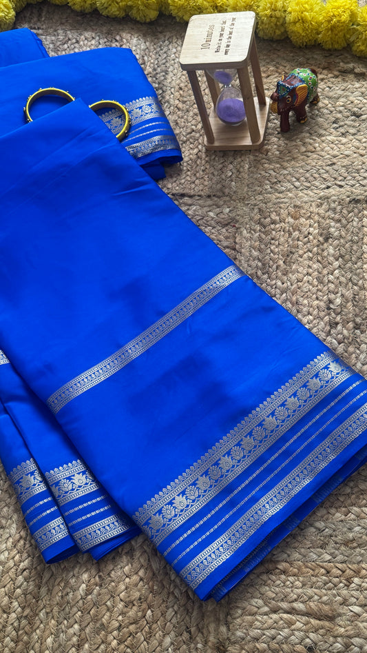 Semi Silk Saree - Solid Blue