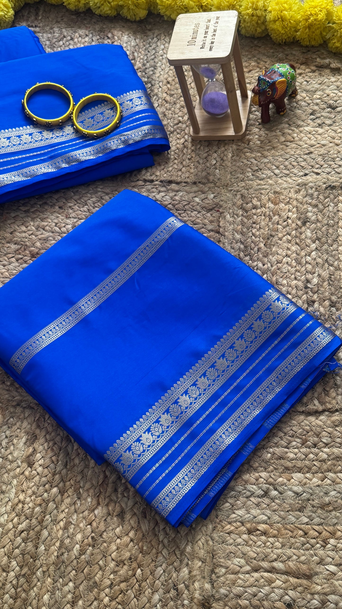 Semi Silk Saree - Solid Blue