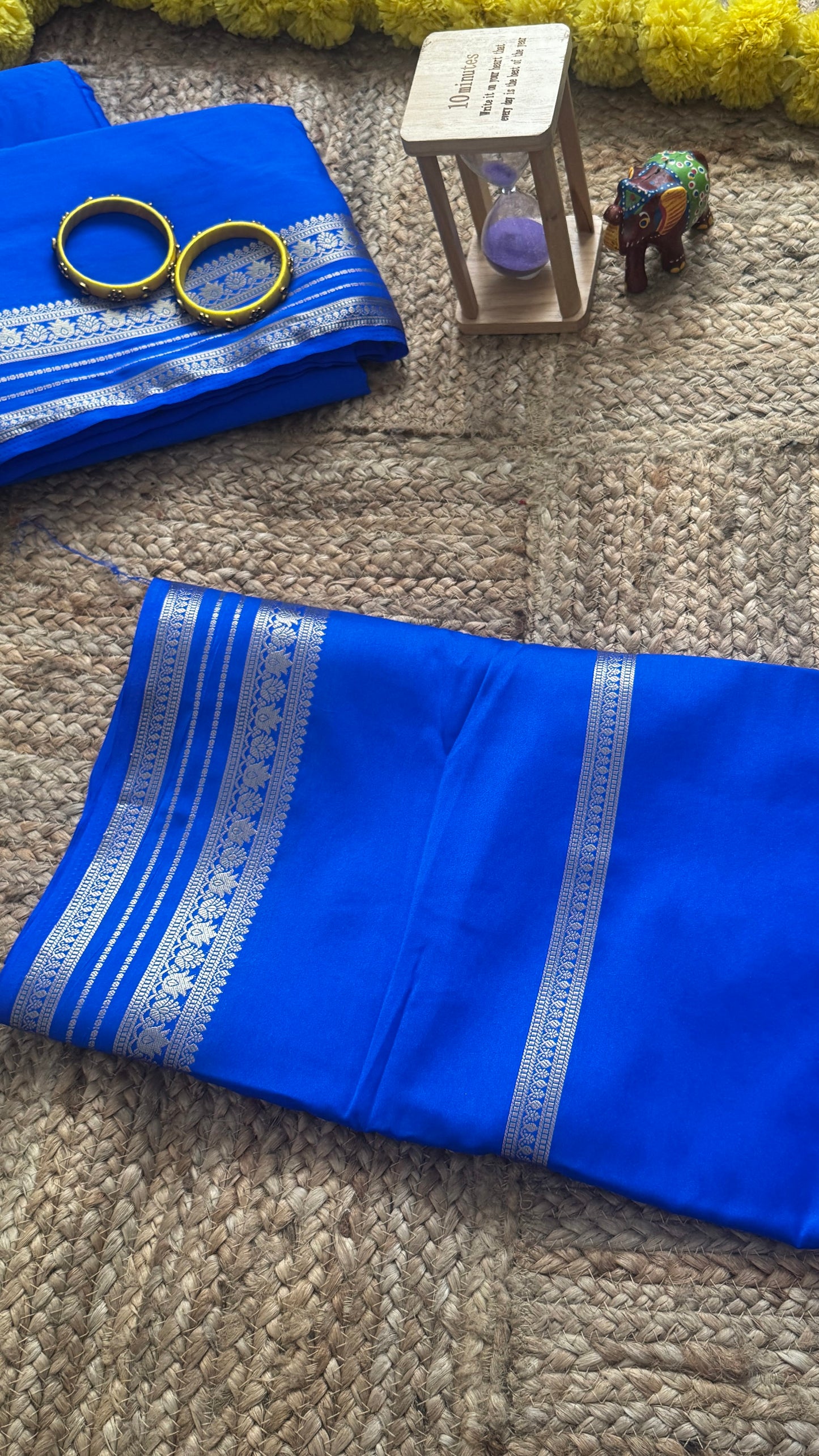 Semi Silk Saree - Solid Blue