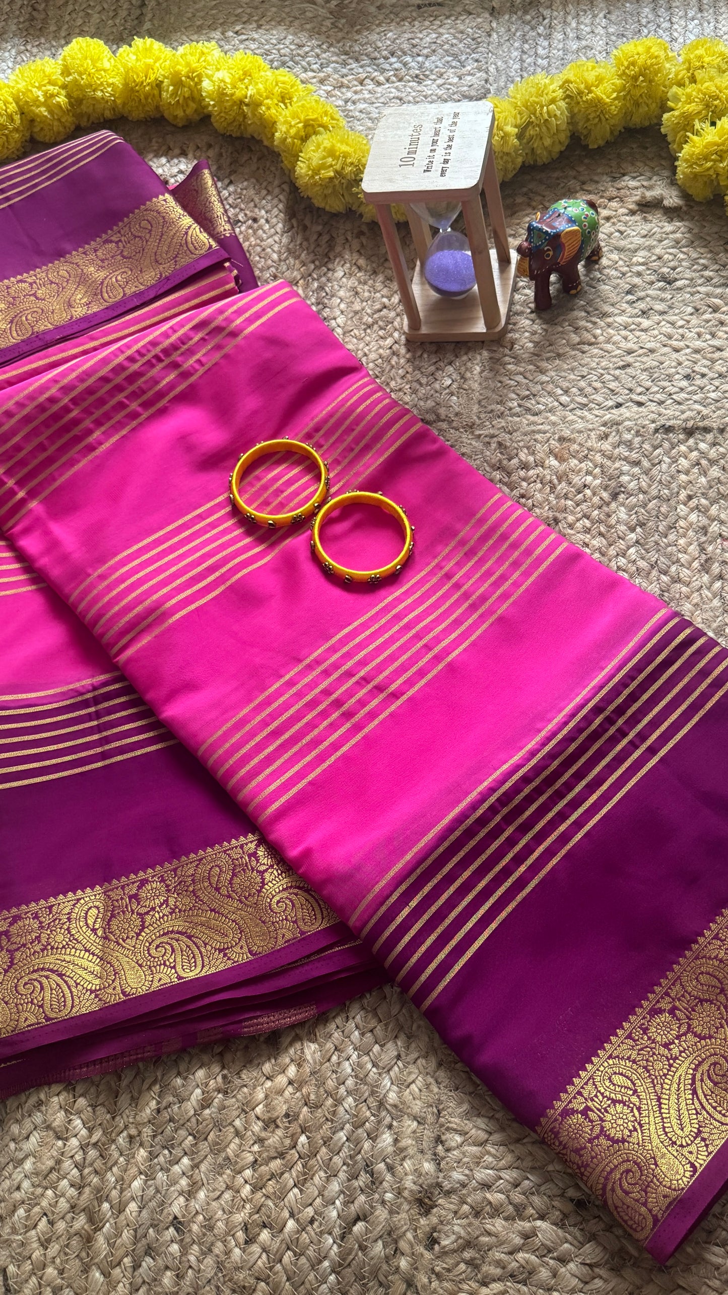 Semi Silk Saree - Purple and Pink