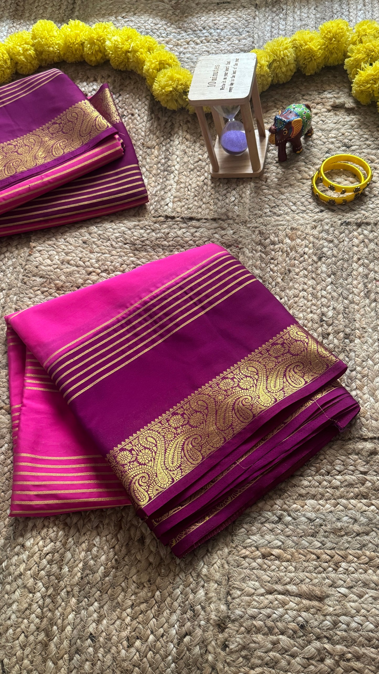 Semi Silk Saree - Purple and Pink