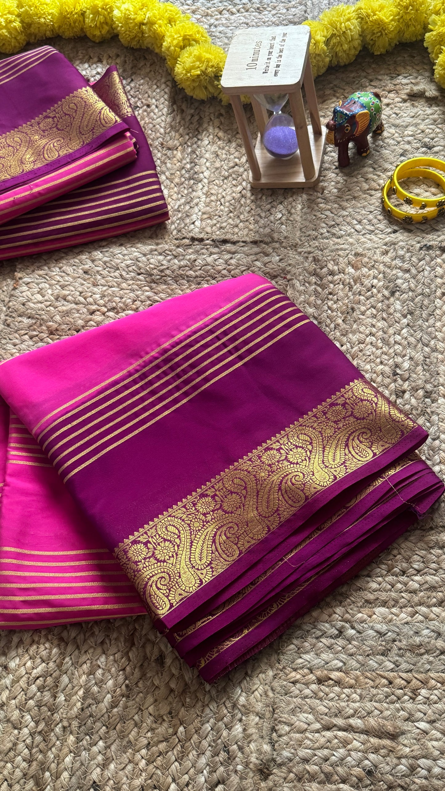 Semi Silk Saree - Purple and Pink