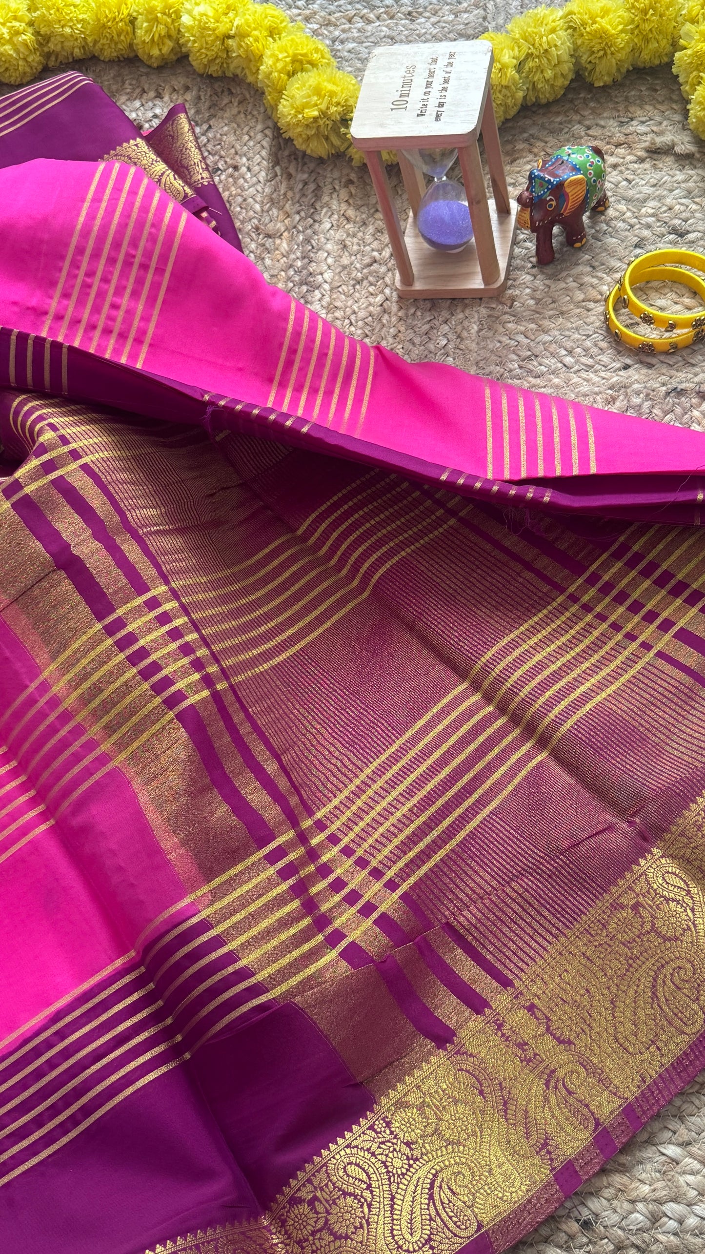 Semi Silk Saree - Purple and Pink