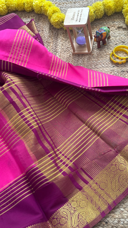 Semi Silk Saree - Purple and Pink