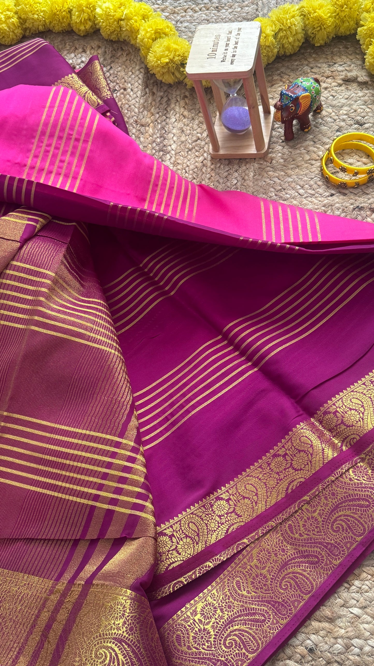 Semi Silk Saree - Purple and Pink