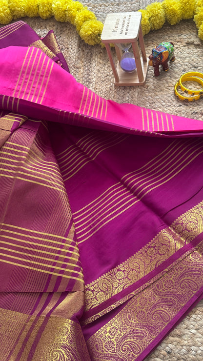 Semi Silk Saree - Purple and Pink
