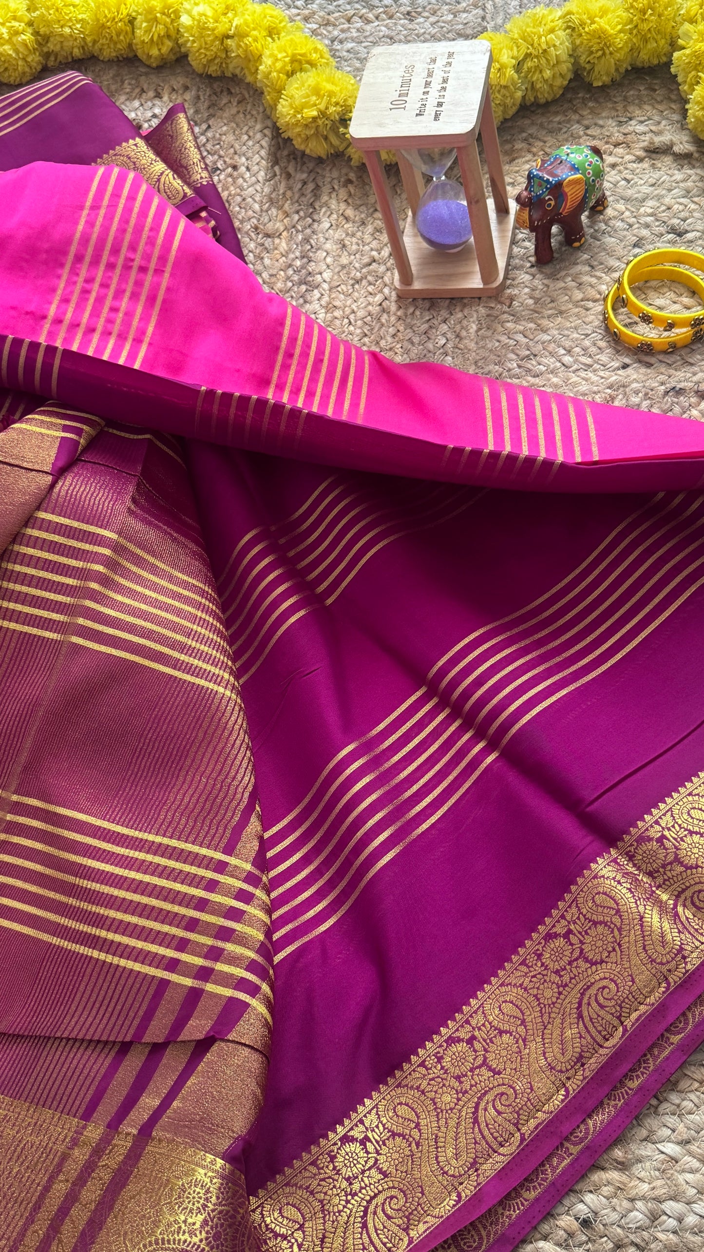 Semi Silk Saree - Purple and Pink