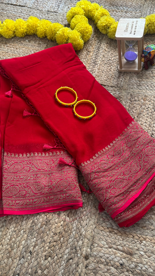 Khaddi Georgette - Solid Red