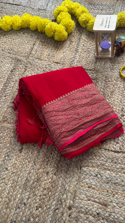 Khaddi Georgette - Solid Red