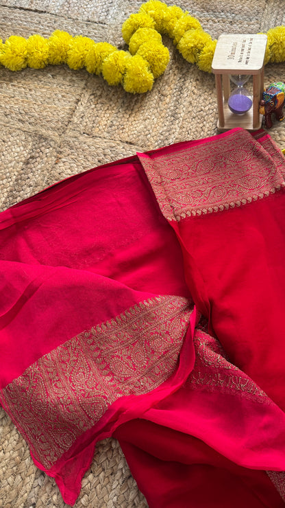 Khaddi Georgette - Solid Red